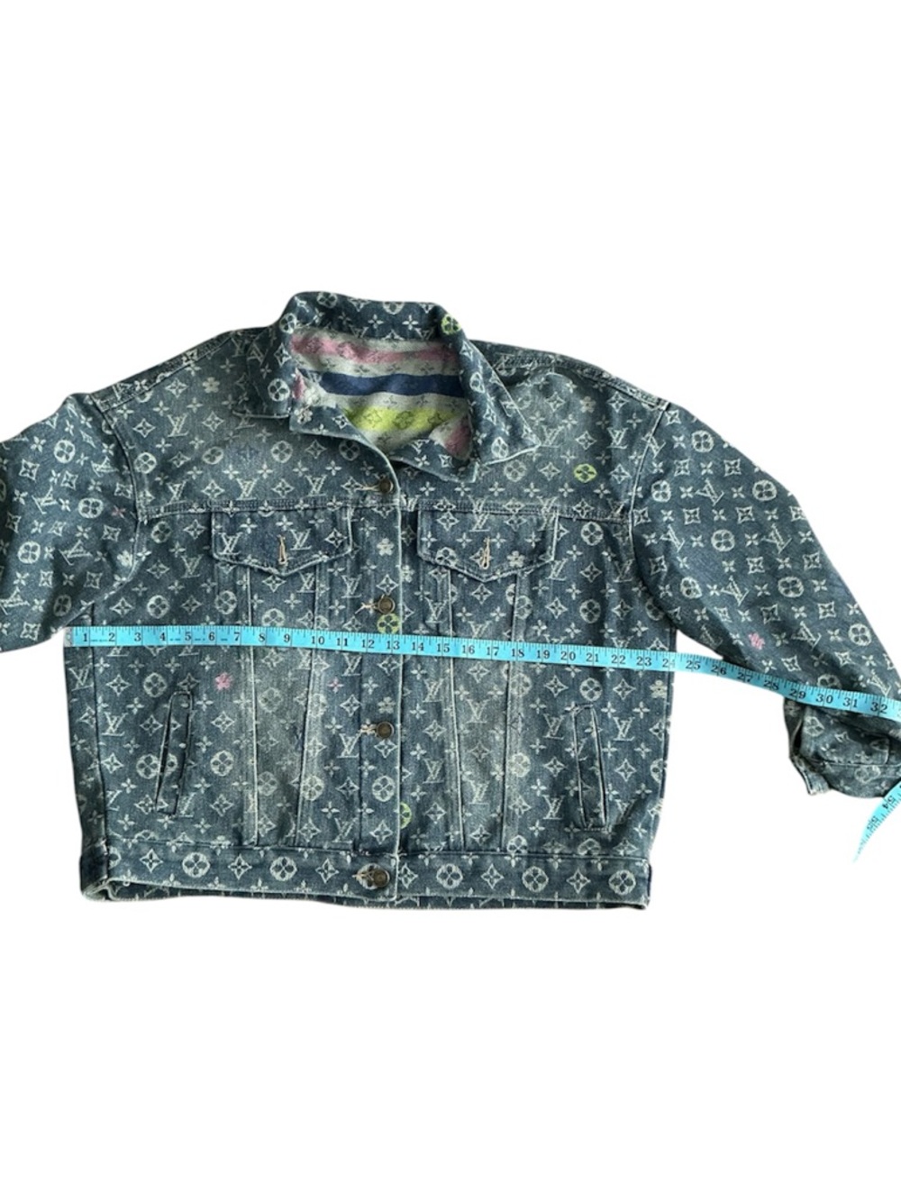 Louis Vuitton Monogram Denim Jacket in Faded Blue with Multicolor Accents - Picture 3 of 3